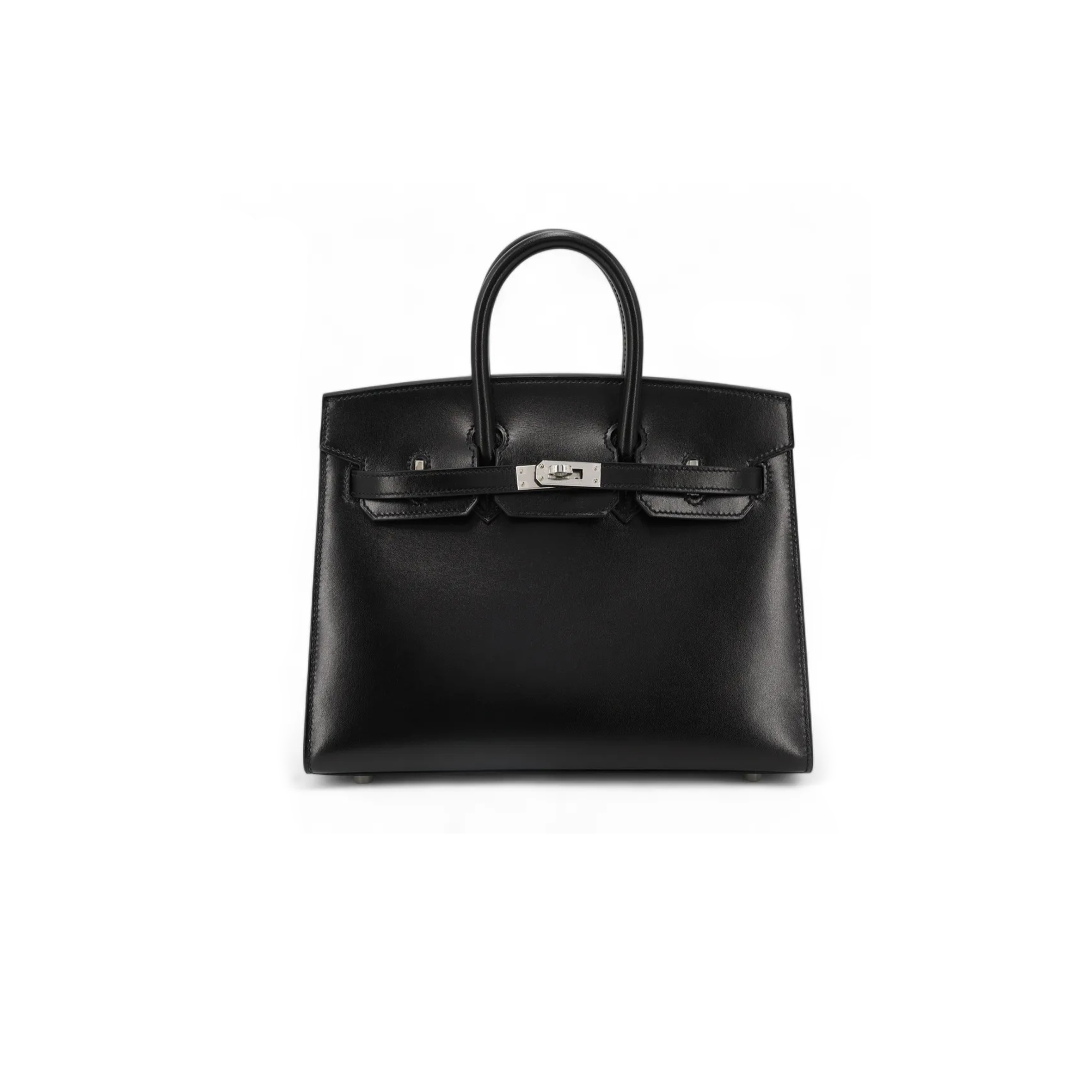 H**mes birkin 25 box leather black silver buckle h029283ck86 (25*20*13cm)